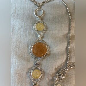 Lucky Brand Druzy Stones Tassel Pendant Necklace New w/ Tags